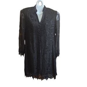 Whimsygoth Fairygrunge Embroidered Lace Sequined Beaded Sheer Kaftanesk Tunic